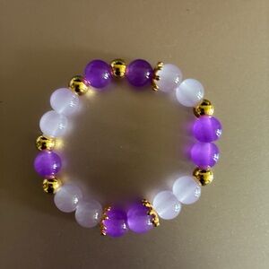Vibrant Purple and Gold Beaded Bracelet